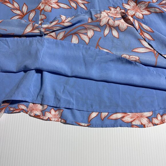 Talbots Dress Size 16 WP Petite Sleeveless Tie Belt Blue Floral Hibiscus NWT - Picture 7 of 11